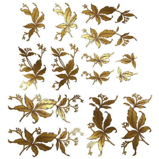 Flowers Gold Assorted Overglaze Ceramic Decals