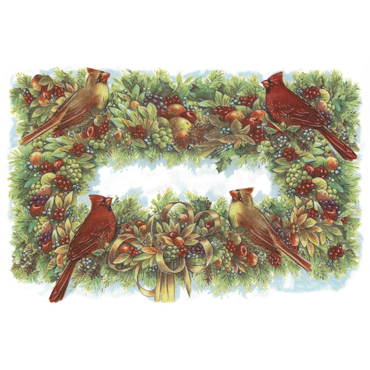 Christmas Wreath Pine Fruit Cardinal Tray Overglaze Ceramic Decals