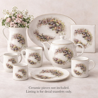 Flowers Dogwood Berries Overglaze Ceramic Decals