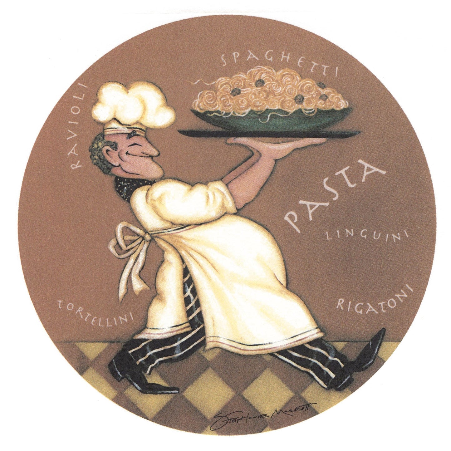 Pasta Chef with Background Overglaze Ceramic Decals