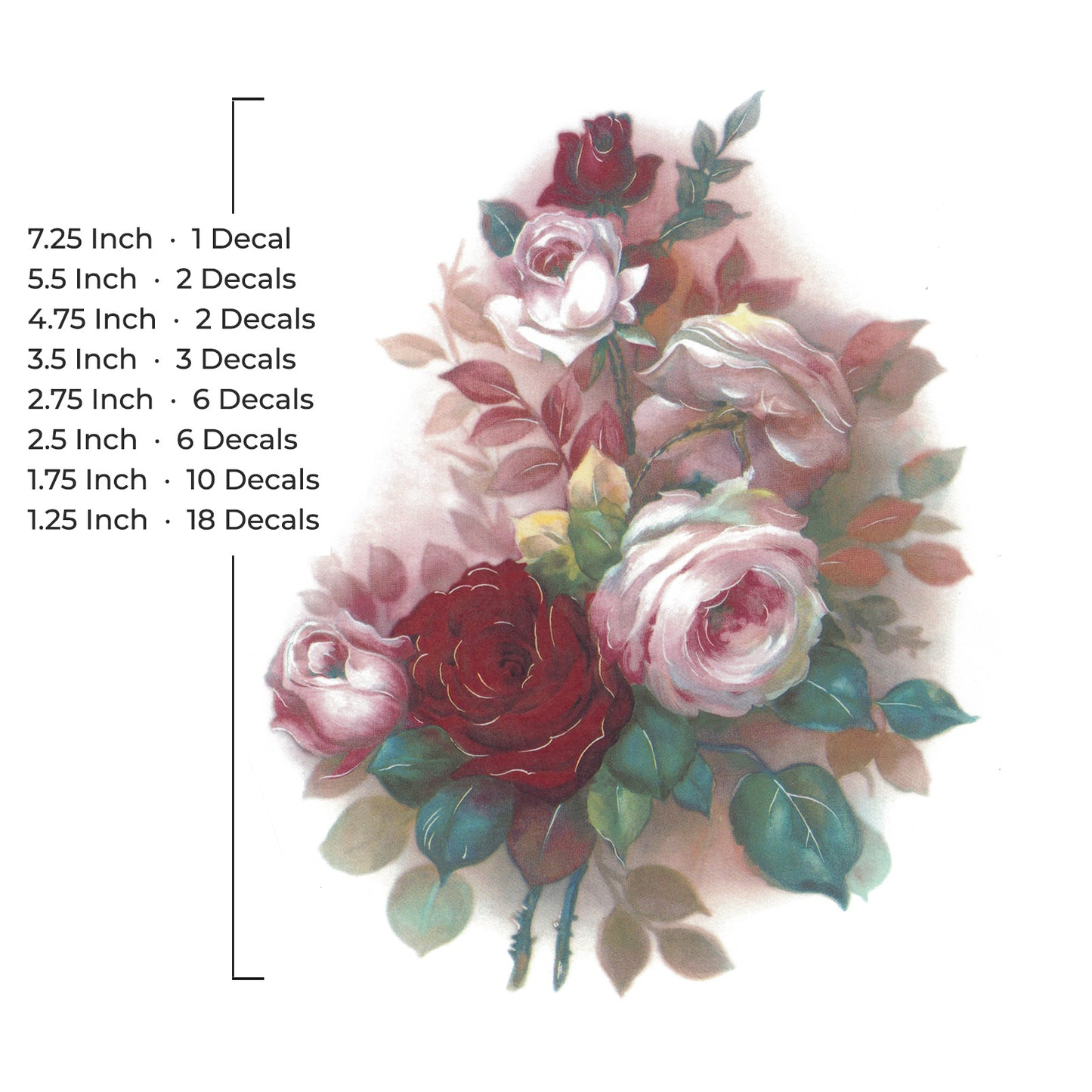 Flowers Rose Bouquet Overglaze Ceramic Decals
