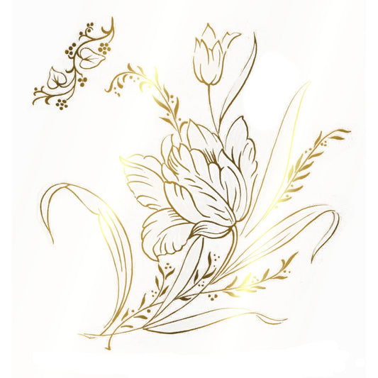 Flowers Gold Tulip Overglaze Ceramic Decals