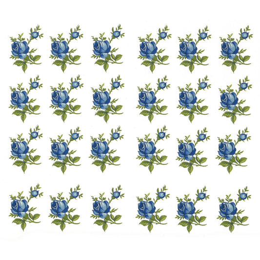 Flowers Blue Roses 1 Inch 33 pcs Overglaze Ceramic Decals