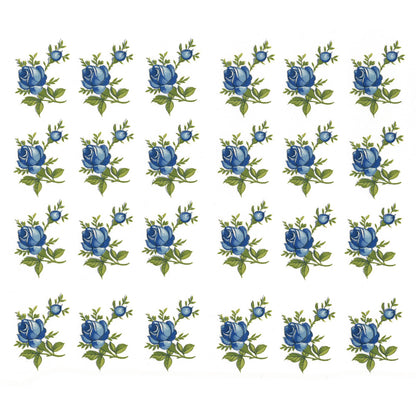 Flowers Blue Roses Overglaze Ceramic Decals