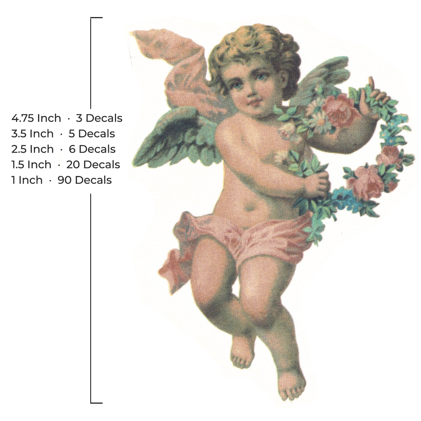 Cherub with Floral Garland Overglaze Ceramic Decals – Victorian Vintage Cupid