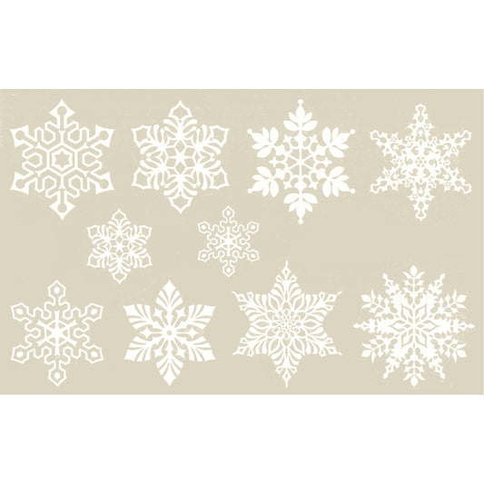 Snowflakes White Overglaze Ceramic Decals