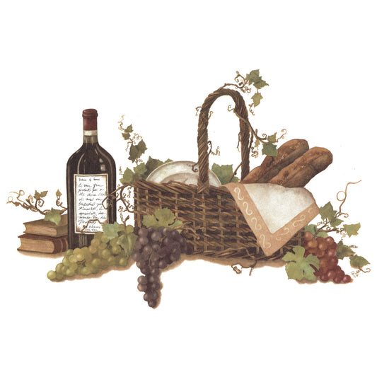 Wine Picnic Basket Overglaze Ceramic Decals
