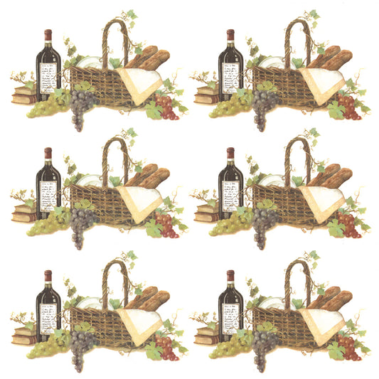 Wine Picnic Basket Mug Wrap Overglaze Ceramic Decals