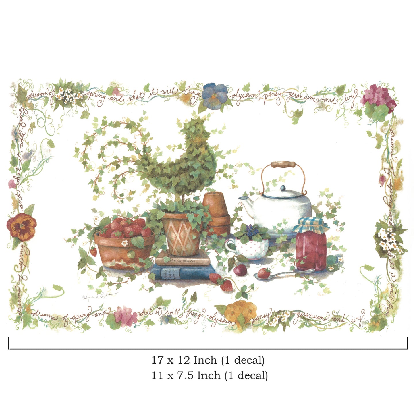 Rooster Topiary Country Kitchen Overglaze Ceramic Decals