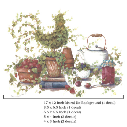 Rooster Topiary Country Kitchen Overglaze Ceramic Decals