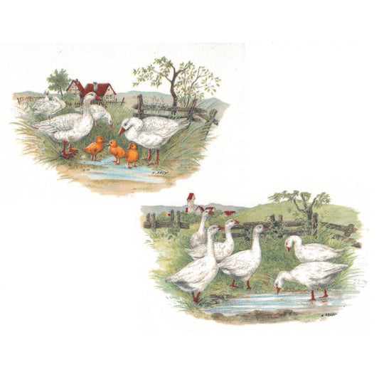 Geese on the Farm Overglaze Waterslide Ceramic Decals