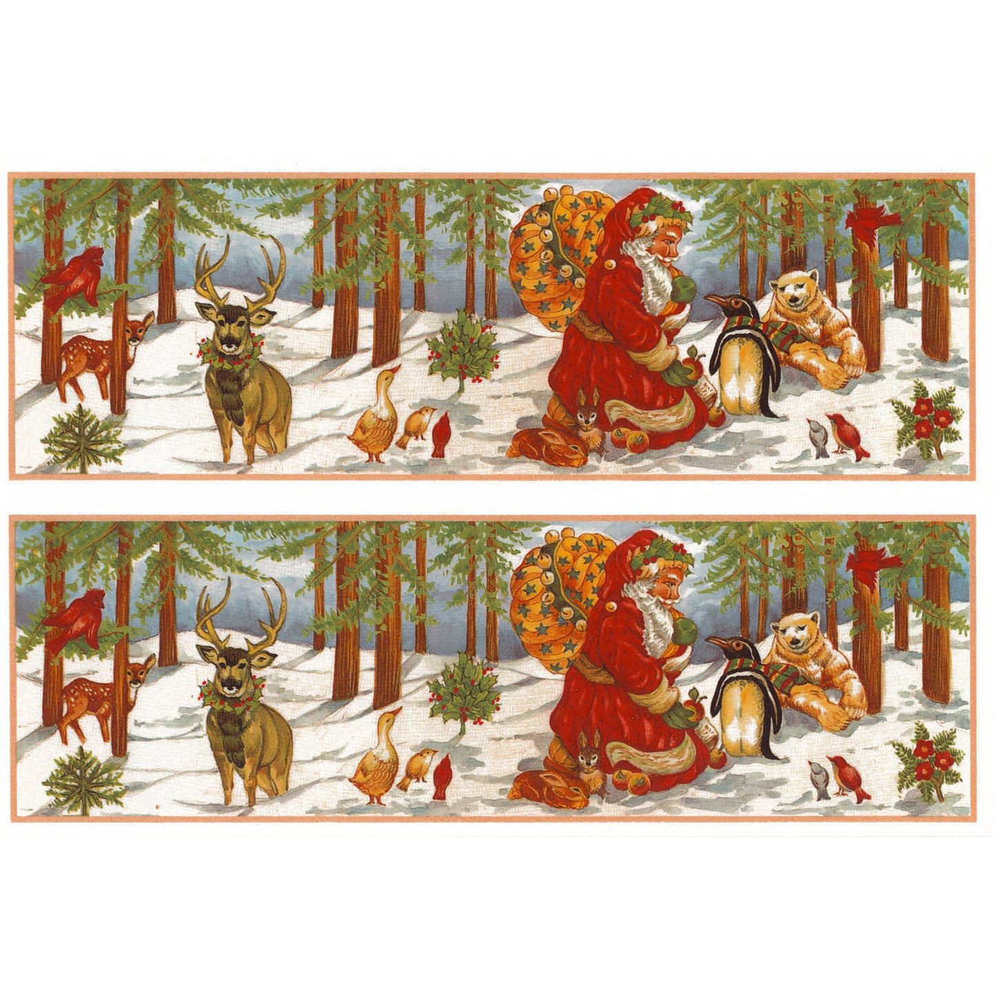 Christmas Santa Forest Animals Overglaze Ceramic Decals