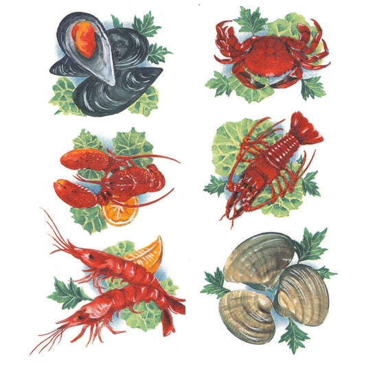 Seafood Crab Lobster Oyster Overglaze Ceramic Decals