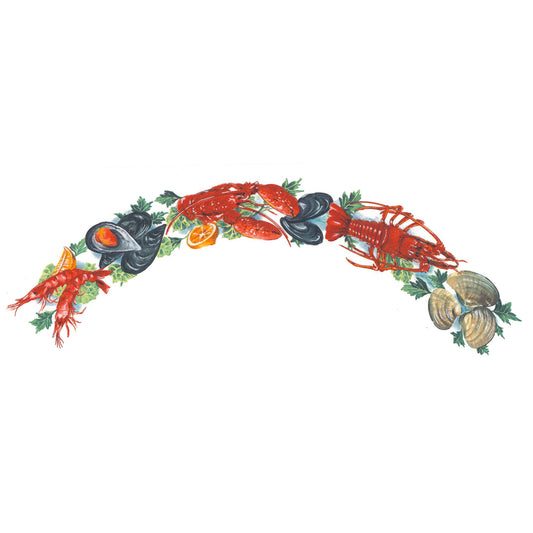 Seafood Crab Lobster Oyster Curved Border Overglaze Ceramic Decals