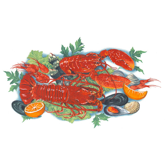 Seafood Crab Lobster Oyster Tray Overglaze Ceramic Decals