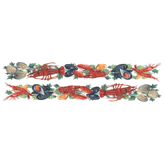 Seafood Crab Lobster Oyster Border Overglaze Ceramic Decals