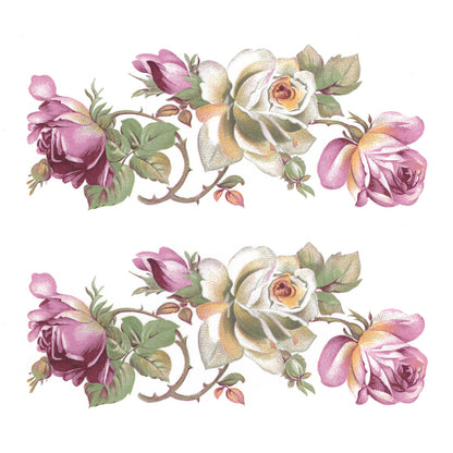 Flowers Roses Geraldine Pink White Overglaze Ceramic Decals