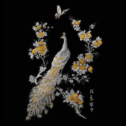 Gold and White Peacock Overglaze Ceramic Decals