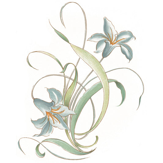 Flowers Blue Day Lily Overglaze Ceramic Decals