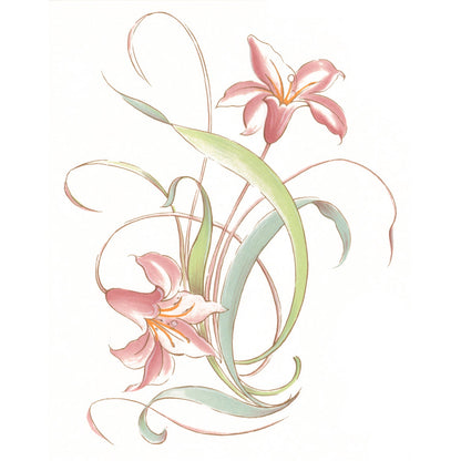 Flowers Peach Day Lily Overglaze Ceramic Decals