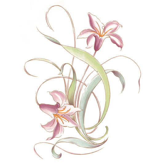 Flowers Pink Lady Lily Overglaze Ceramic Decals