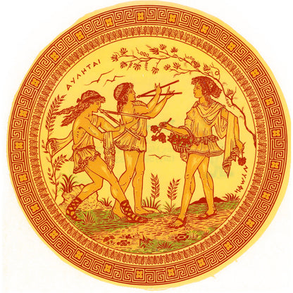 Gold Greek Plate Scenes Overglaze Ceramic Decals