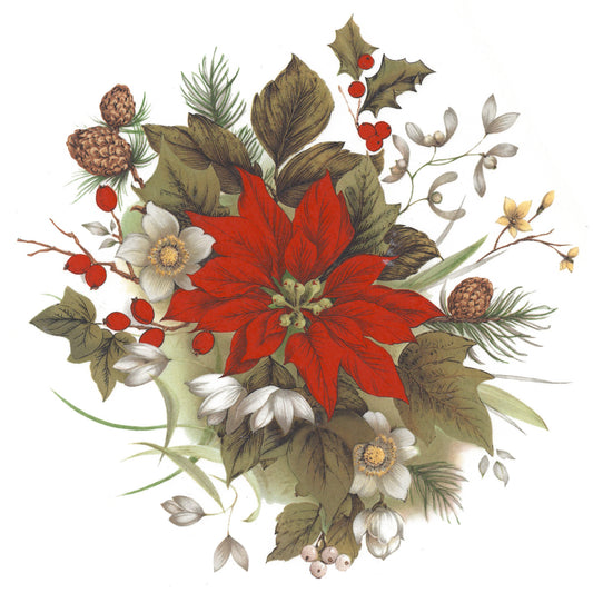 Christmas Poinsettia Bouquet B Overglaze Ceramic Decals