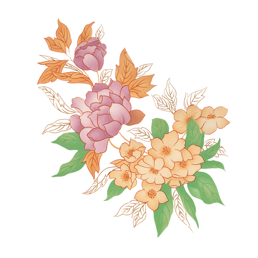 Flowers Yellow Orange Gold Accents Overglaze Ceramic Decals
