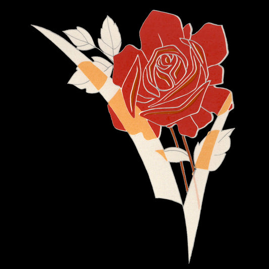 Flowers Art Deco Red Rose Silver Leaves Overglaze Ceramic Decals
