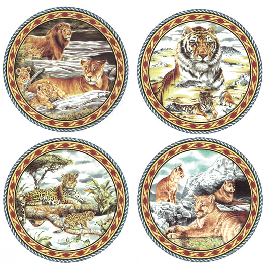 Kenya Wild Cats Round with Border Overglaze Waterslide Ceramic Decals