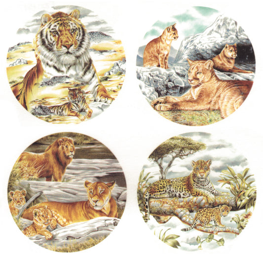 Kenya Wild Cats Round Overglaze Waterslide Ceramic Decals
