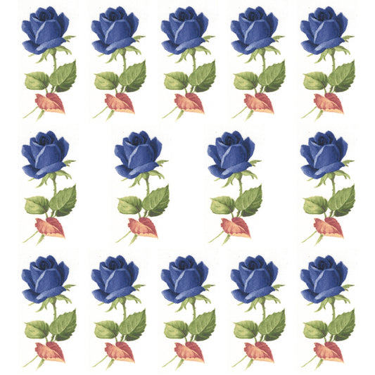 Blue White Rose Flower Singles Overglaze Waterslide Ceramic Decals