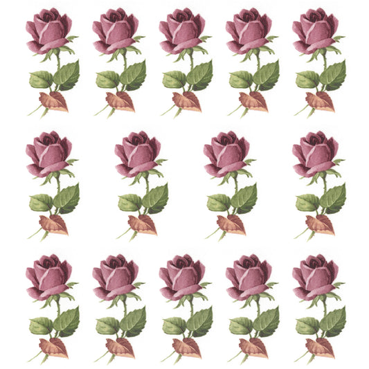 Pink White Rose Flower Singles Overglaze Waterslide Ceramic Decals