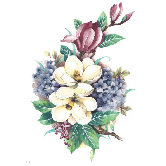Magnolia and Forget Me Not Overglaze Ceramic Decals