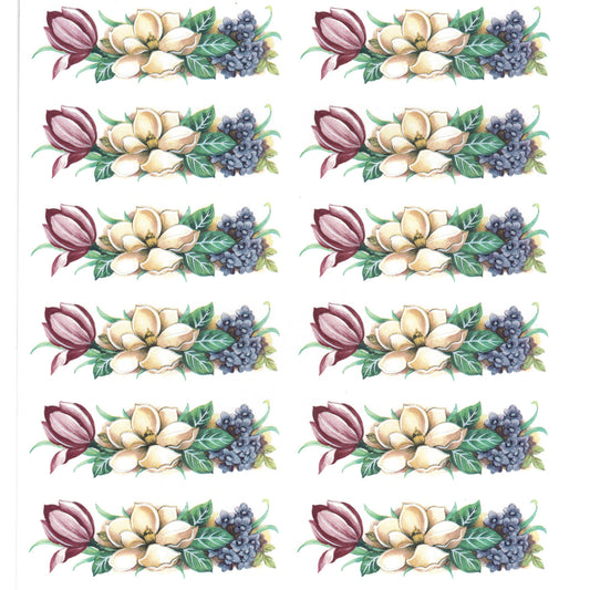 Magnolia and Forget Me Not 4 Inch 14 pcs Overglaze Ceramic Decals
