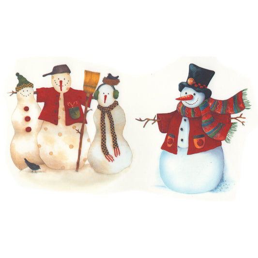 Folksy Folk Art Snowman Snowmen Overglaze Ceramic Decals