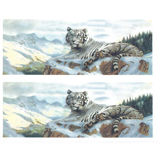 White Tiger Mug Wrap 8 Inch 2 pc Overglaze Ceramic Decals