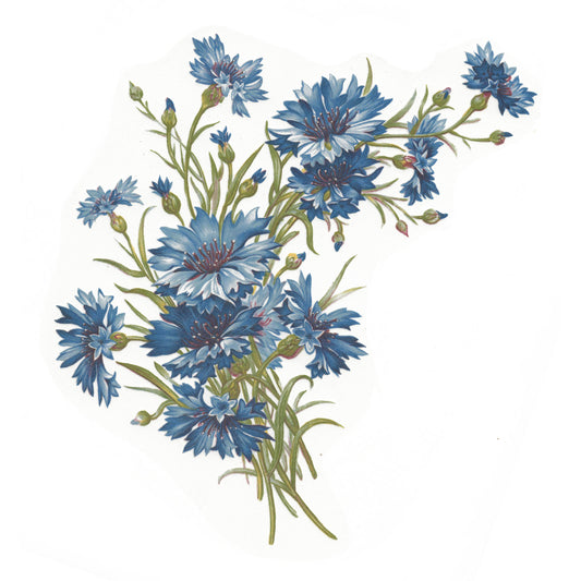 Flowers Cornflower Blue Overglaze Ceramic Decals