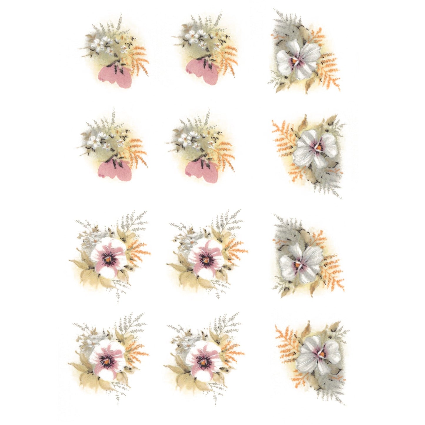 Flowers Pansy Purple Pink Overglaze Ceramic Decals