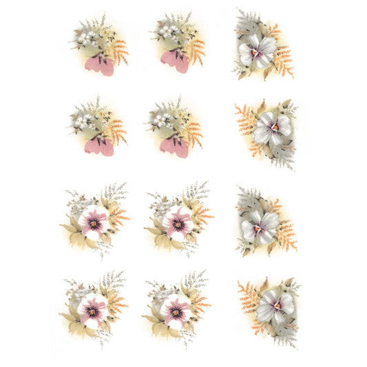 Flowers Pansy Purple Pink Overglaze Ceramic Decals