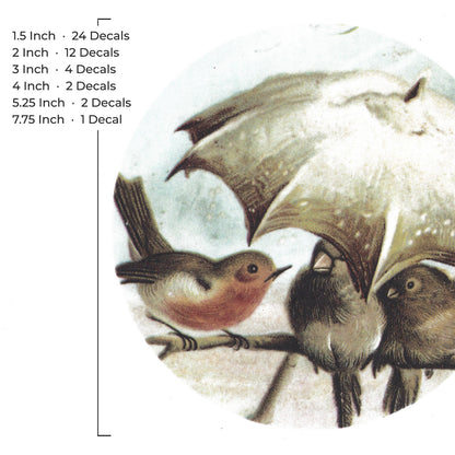 Rainy Day Bird Friends Umbrella Overglaze Ceramic Decals