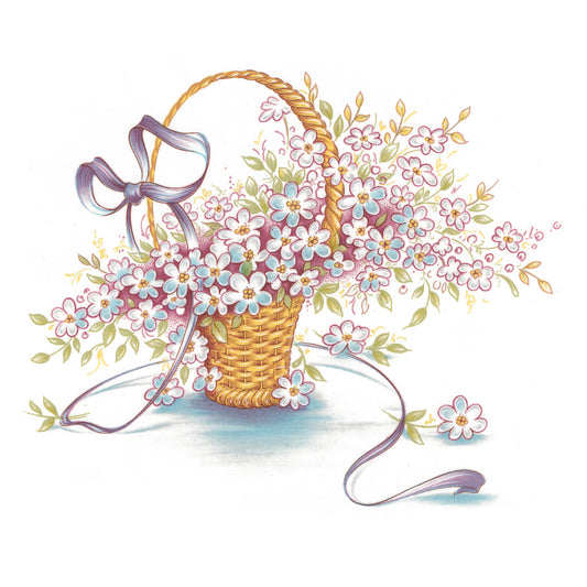 Spring Wicker Basket Flowers Overglaze Ceramic Decals