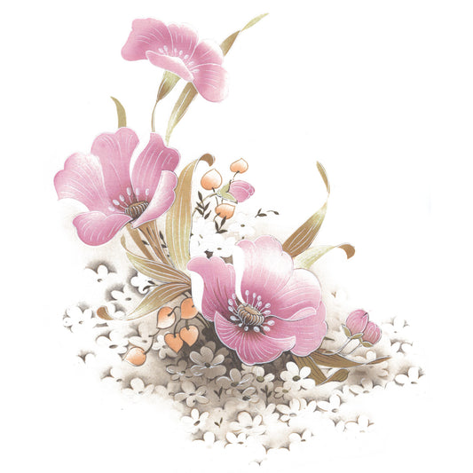 Flowers Fortune Pink Overglaze Ceramic Decals