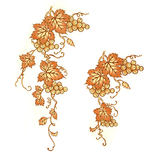 Gold Grape Cluster 10 pcs Leaves Overglaze Ceramic Decals