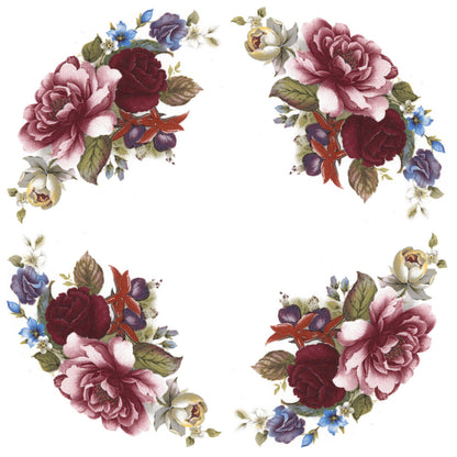 Summer Flower Spray 4 pcs 3 Inch Overglaze Waterslide Ceramic Decals