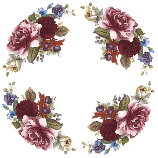 Summer Flower Spray 4 pcs 3 Inch Overglaze Waterslide Ceramic Decals