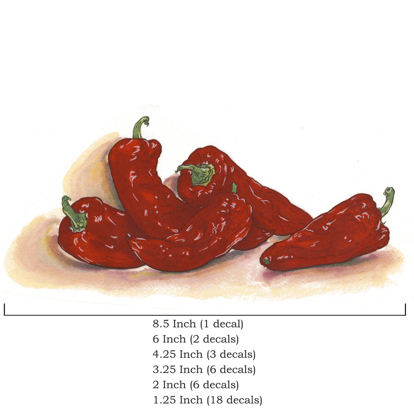 Chili Red Peppers Overglaze Ceramic Decals