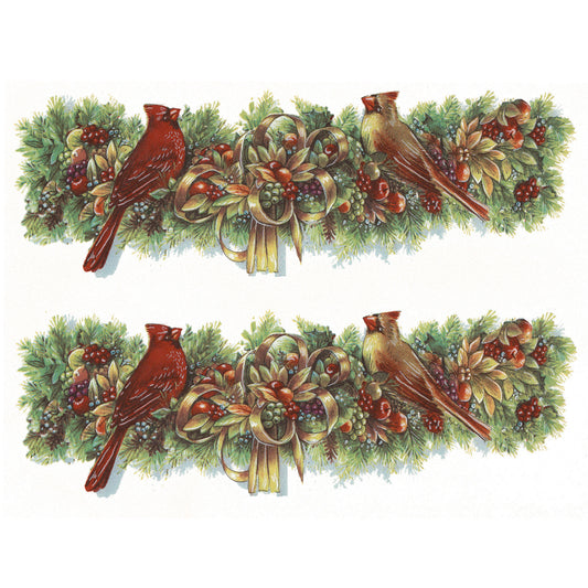 Christmas Wreath Pine Fruit Cardinal Mug Wrap Overglaze Ceramic Decals