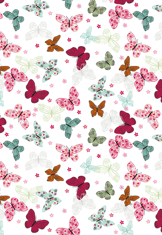 Allover Chintz Vibrant Butterfly 9 x 13.5 Inch Overglaze Ceramic Decal Sheet