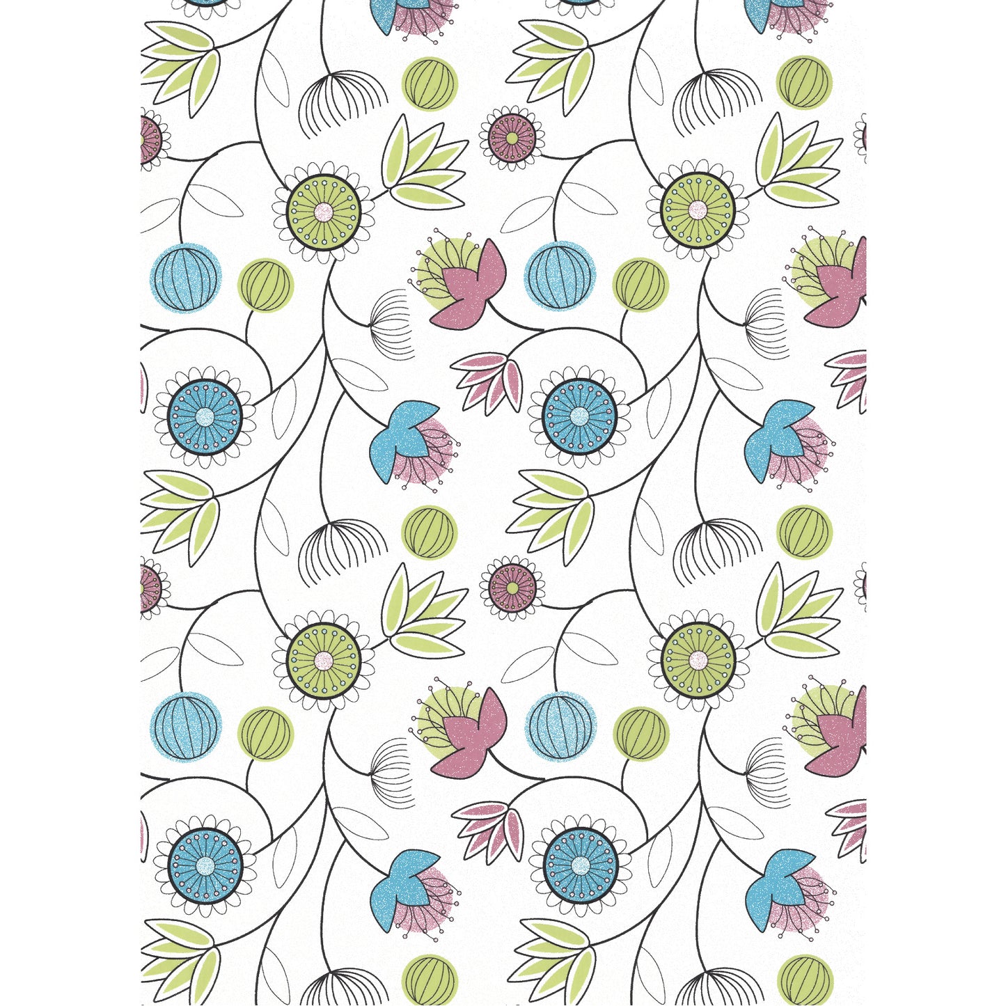 Allover Chintz Pastel Artdeco Flower 9 x 13.5 Inch Overglaze Ceramic Decal Sheet